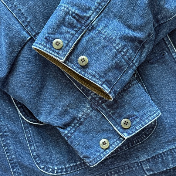 Vintage L.L. Bean cotton denim jean chore coat jacket lined collar women’s M - Picture 7 of 9
